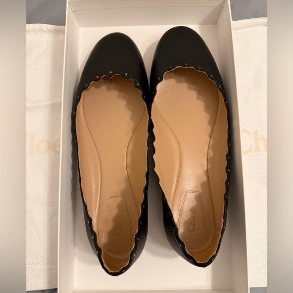 Chloe Black Studded and Scalloped Flats - Picture 4 of 6